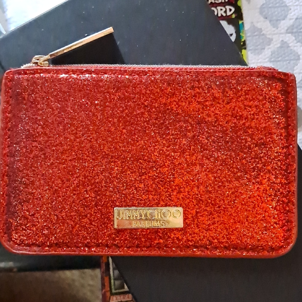 Jimmy Choo Sparkling Red Glitter Pouch